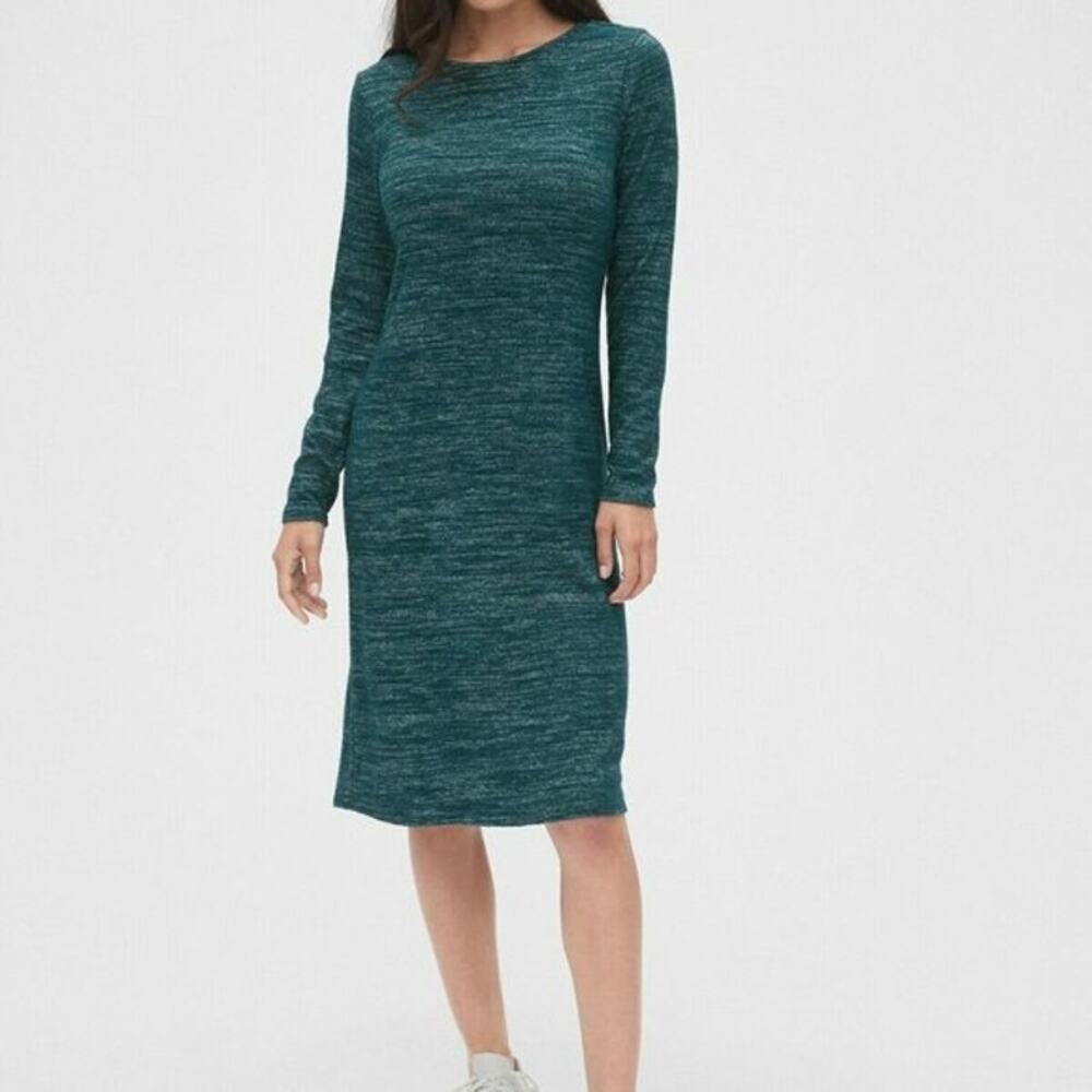GAP NWT Softspun Twist Long Sleeve Open Back Midi Dress Womens Size XS Petite
